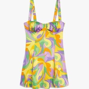 Danielle Bernstein WhoWoreWhat Ruched Bralette Retro Mini Dress-Size XS